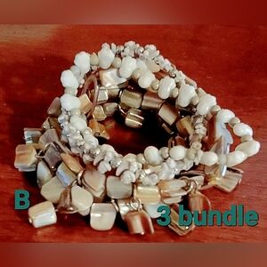 🚀 3/$15 3 Piece Set Cream and Pastels Beaded Bracelets